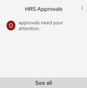 Screenshot of the HRS Approvals tile from MyUW